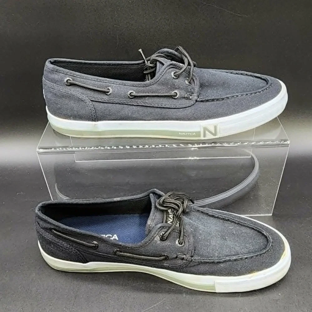 Nautica Spinnaker II Mens Black 11 Boat Shoes Preppy Coastal Nautical‎ l Sneaker